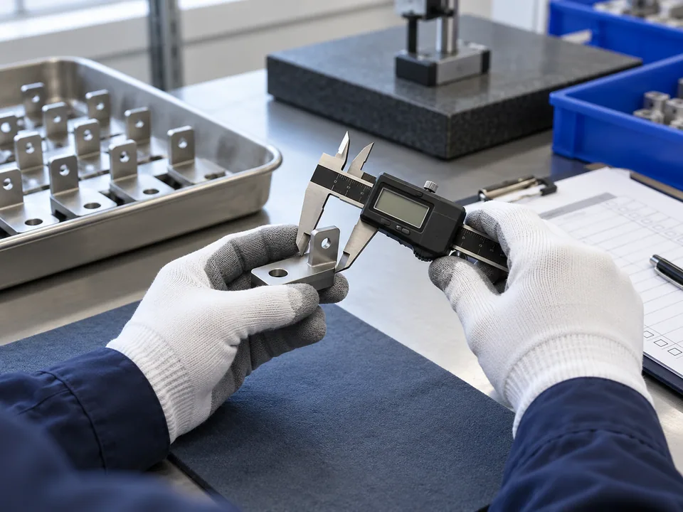 Illustrative scene: dimensional inspection of a sample component