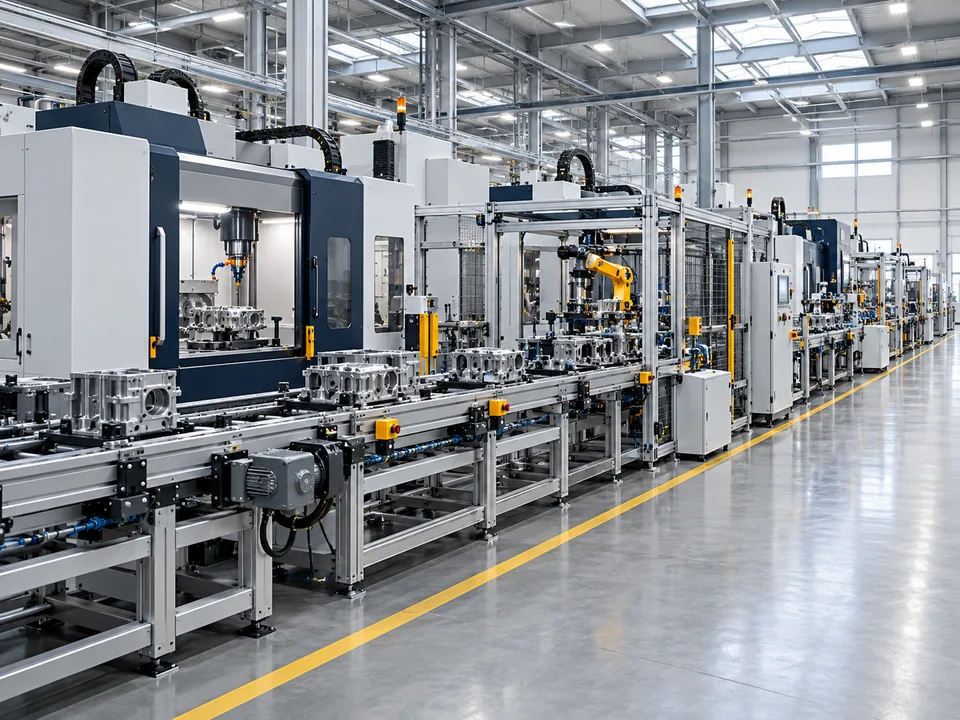 Illustrative automated mechanical production line in an industrial facility